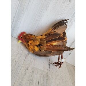 Unique realistic chicken hen farm feather bird home decor figure beak